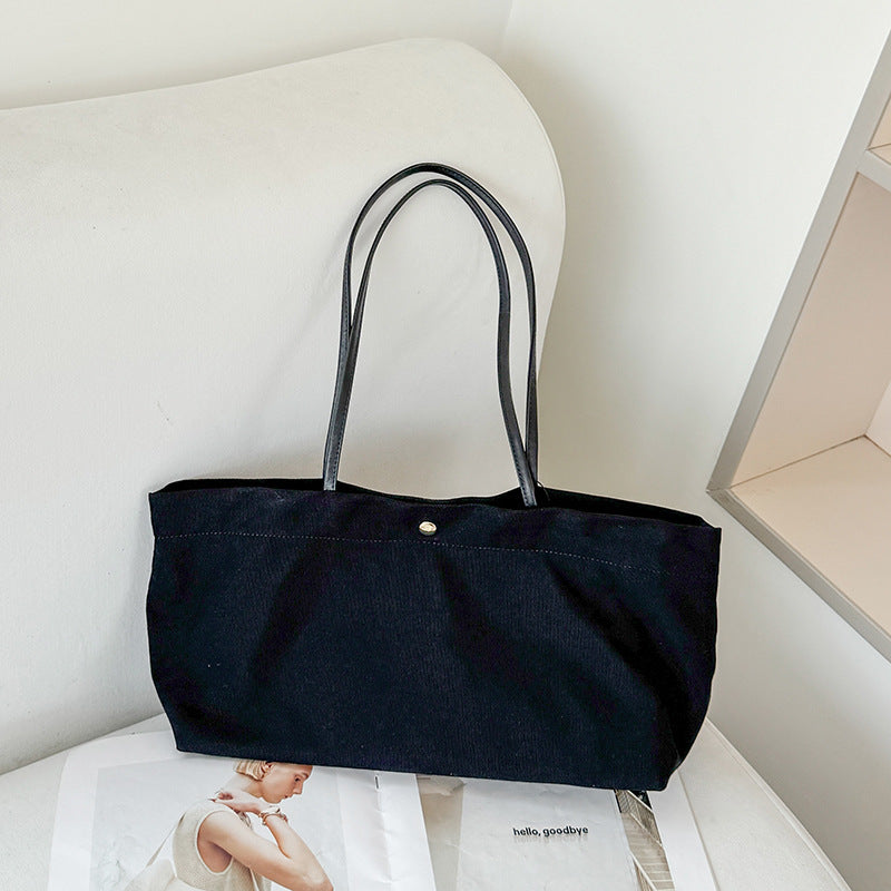 Women's Large-Capacity Commute Canvas Office Leather Workwear Casual Tote Bag Shoulder Crossbody Purse Work and Travel