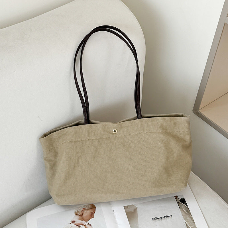 Women's Large-Capacity Commute Canvas Office Leather Workwear Casual Tote Bag Shoulder Crossbody Purse Work and Travel
