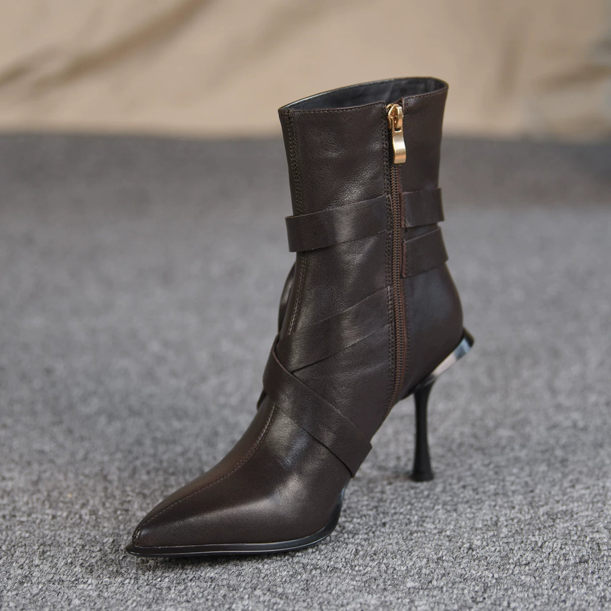Women's Tassel Winter Pointed Toe Stiletto High Heel Flat Ankle Boots for Fall Outfits Streetwear Office and Weekend Everyday Wear