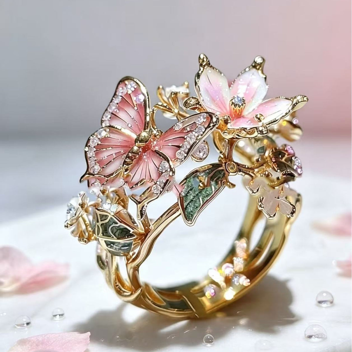 Floral jewelry set by Yoshan, detail view 4