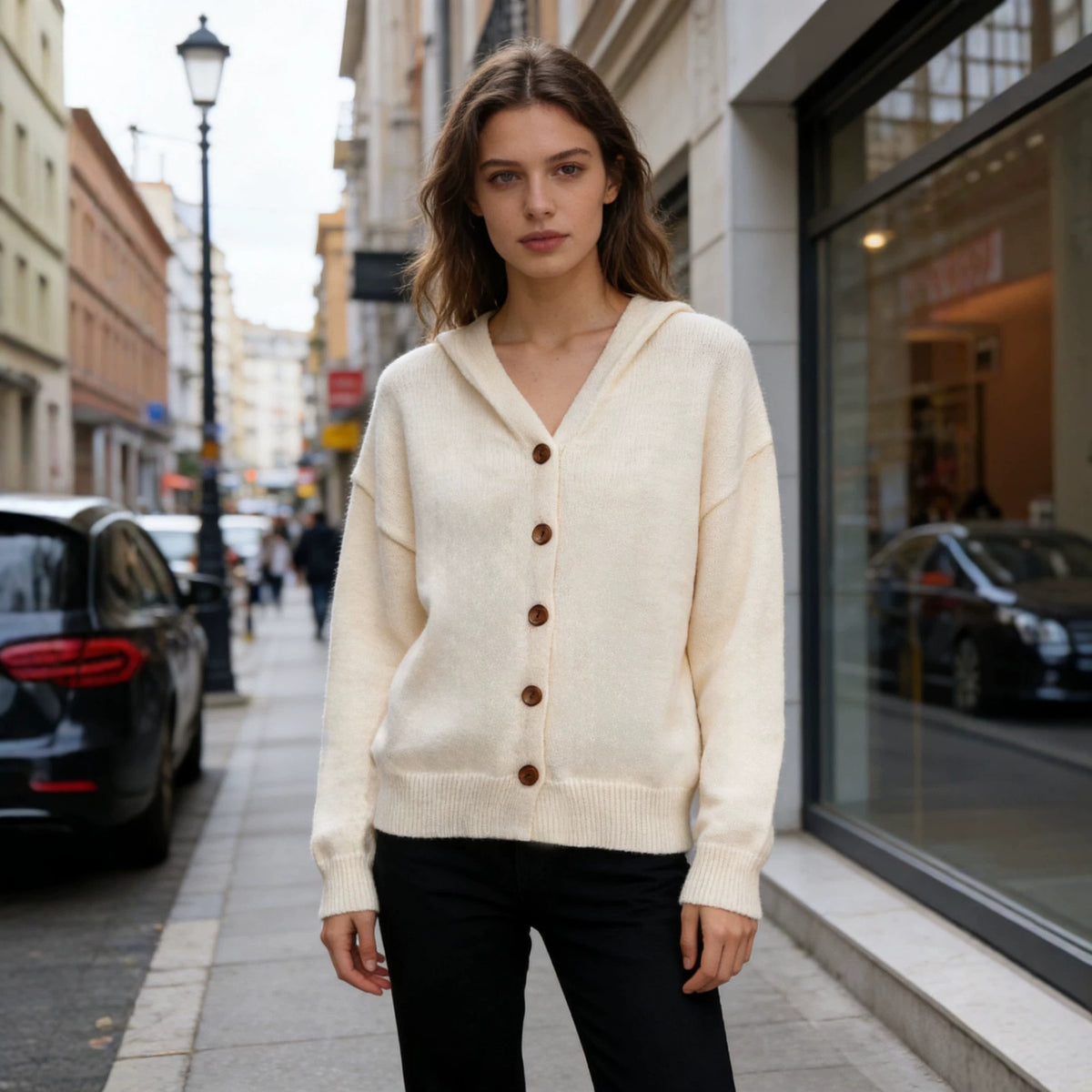 Women's Knit Hooded Long Sleeve Jacket Casual Coat Fall Winter Outerwear Coat