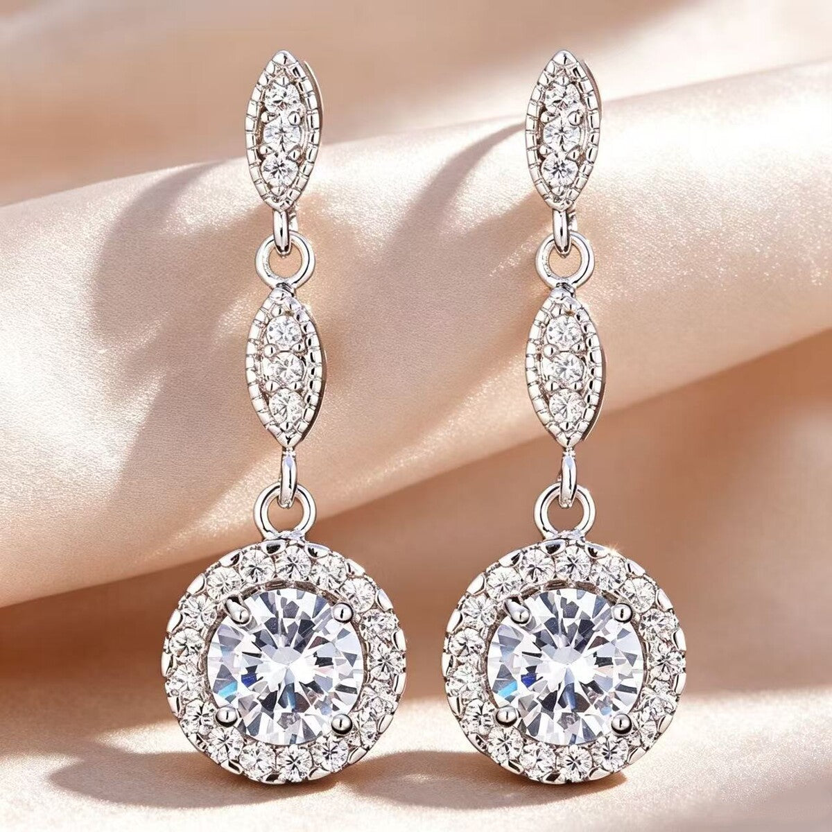 Cubic zirconia stud earrings by Yoshan, detail view 2