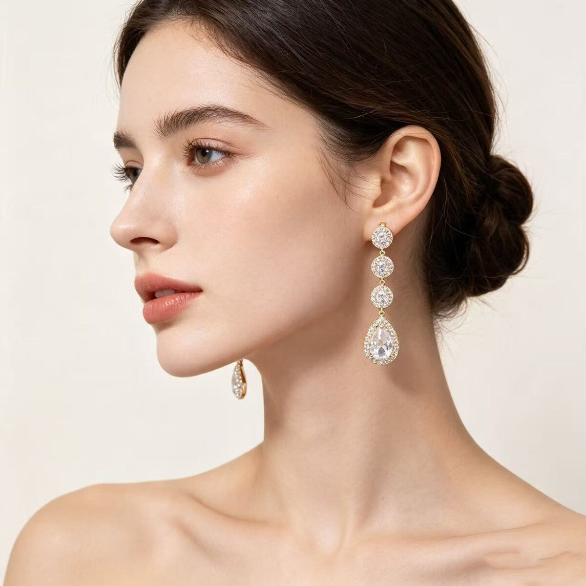 Cubic zirconia stud earrings by Yoshan