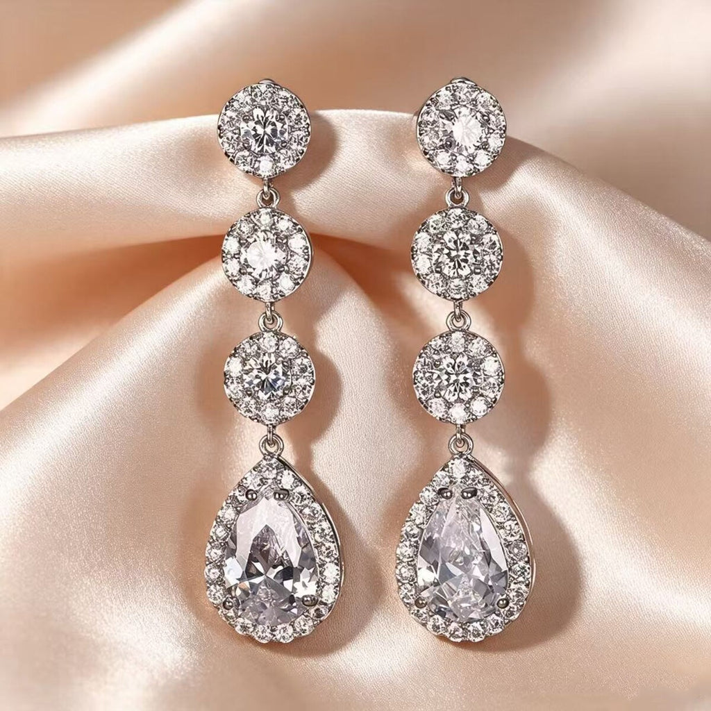 Cubic zirconia stud earrings by Yoshan, detail view 2
