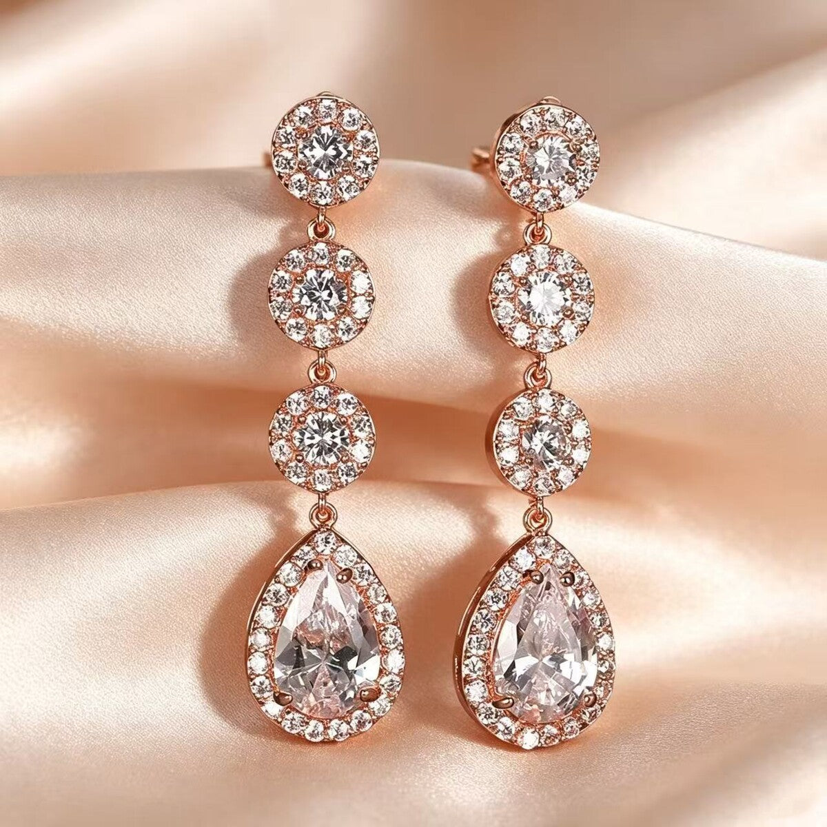 Cubic zirconia stud earrings by Yoshan, detail view 4