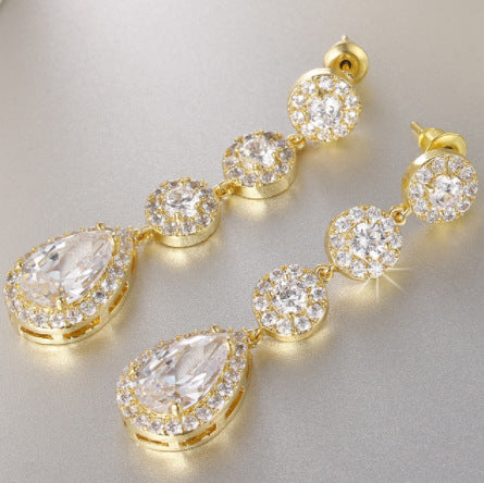 Cubic zirconia stud earrings by Yoshan, detail view 5