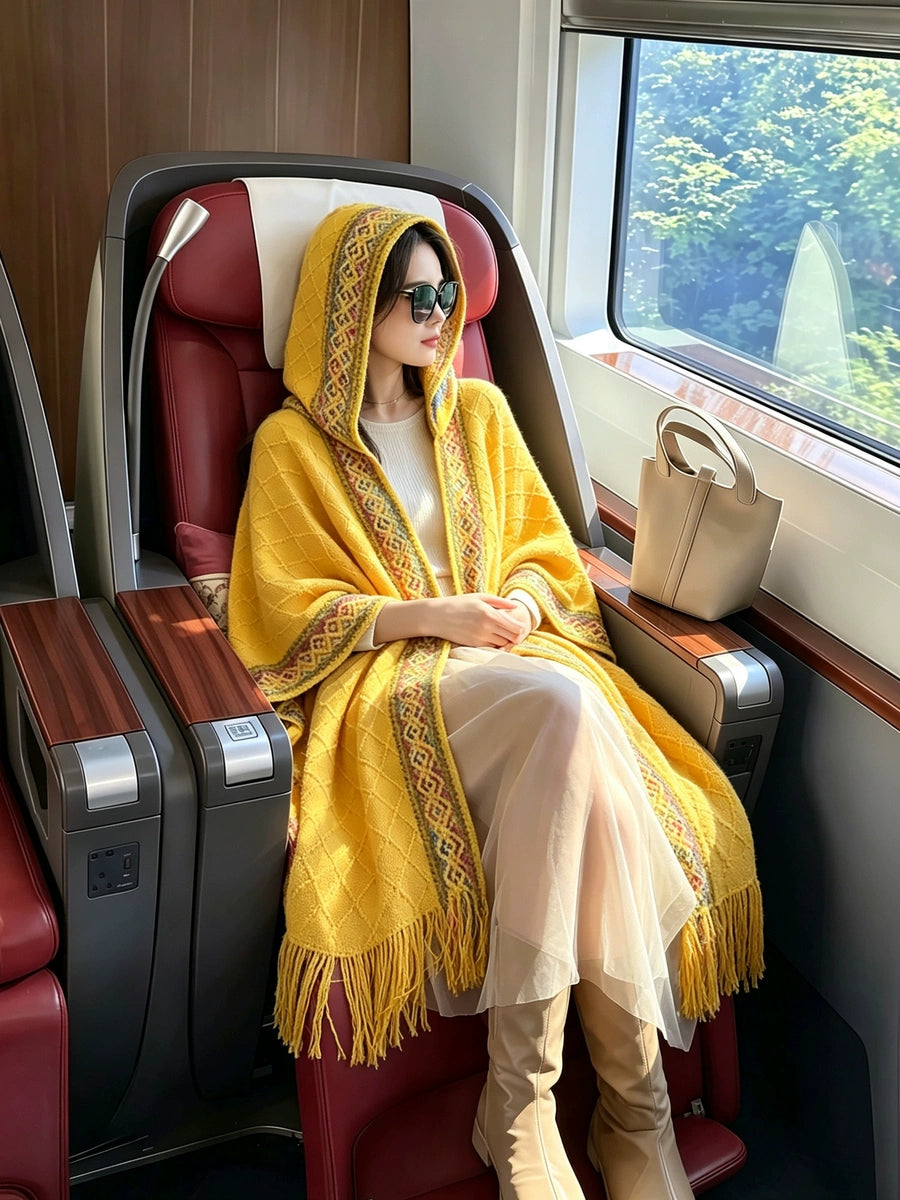 Women's Ethnic Knit Shawl for Office and Travel Evening Gift Everyday Wear Seasonal Look Holiday Gift