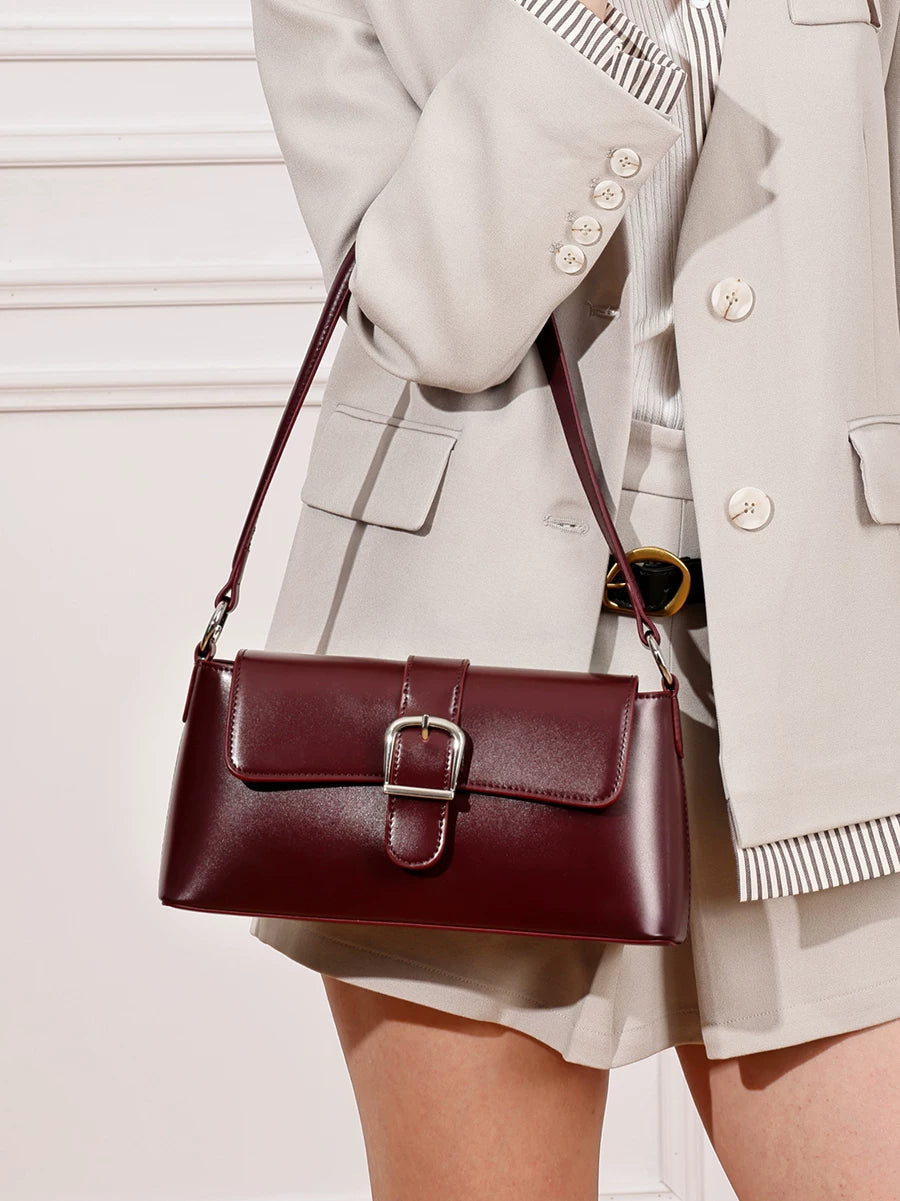 Women's Large-capacity Commuter Office Leather Workwear Baguette Bag Small Shoulder Purse Work Travel Everyday Purse