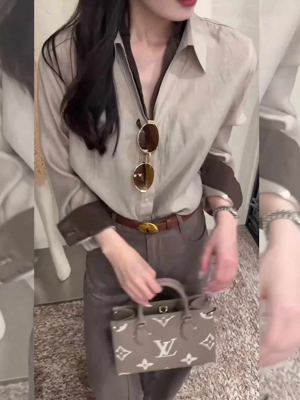 Women's Lapel Office Workwear High-Waist Color-Block Quiet-Luxury Layered Hoodie for Casual Streetwear Fall Travel and Weekend Everyday Date Night
