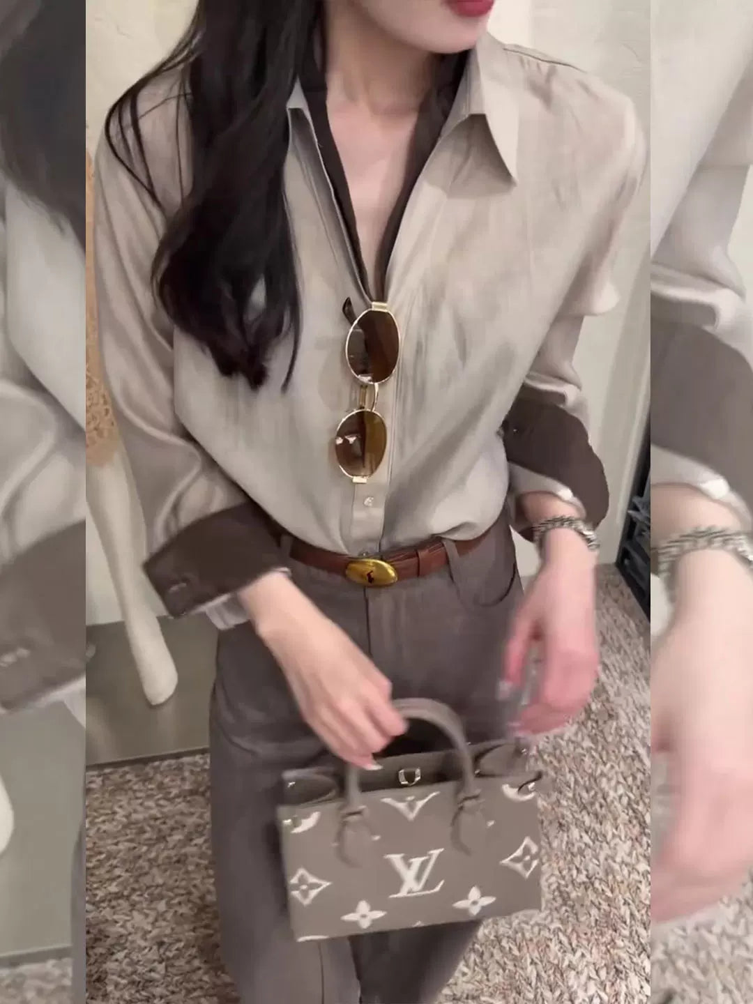 Women's Lapel Office Workwear High-Waist Color-Block Quiet-Luxury Layered Hoodie for Casual Streetwear Fall Travel and Weekend Everyday Date Night