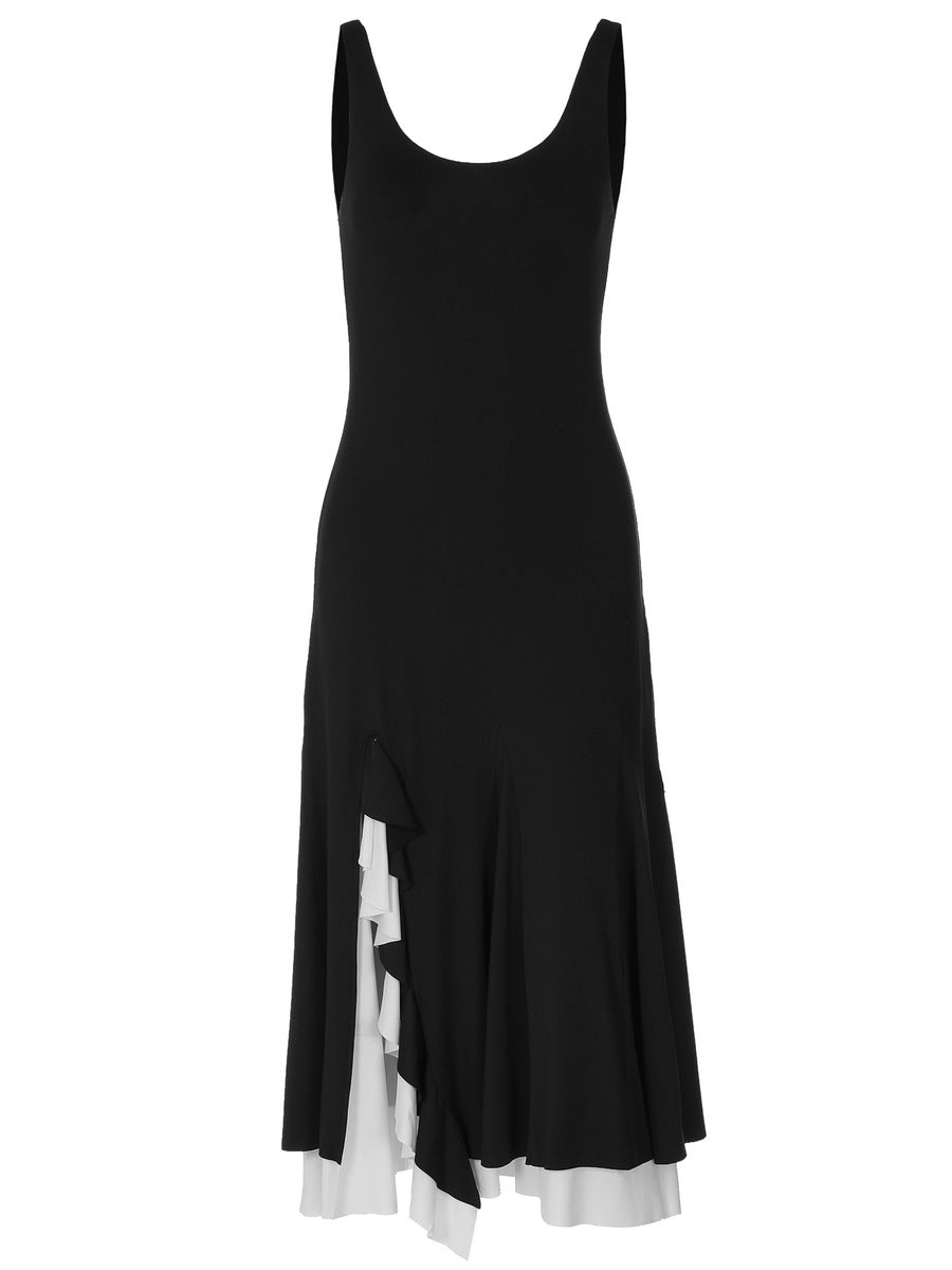 Women's Slit Ruffle Sleeveless Dress Party Evening Outfit Day for Office Wedding Guest Date Night Business Casual Summer Travel