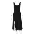 Women's Slit Ruffle Sleeveless Dress Party Evening Outfit Day for Office Wedding Guest Date Night Business Casual Summer Travel
