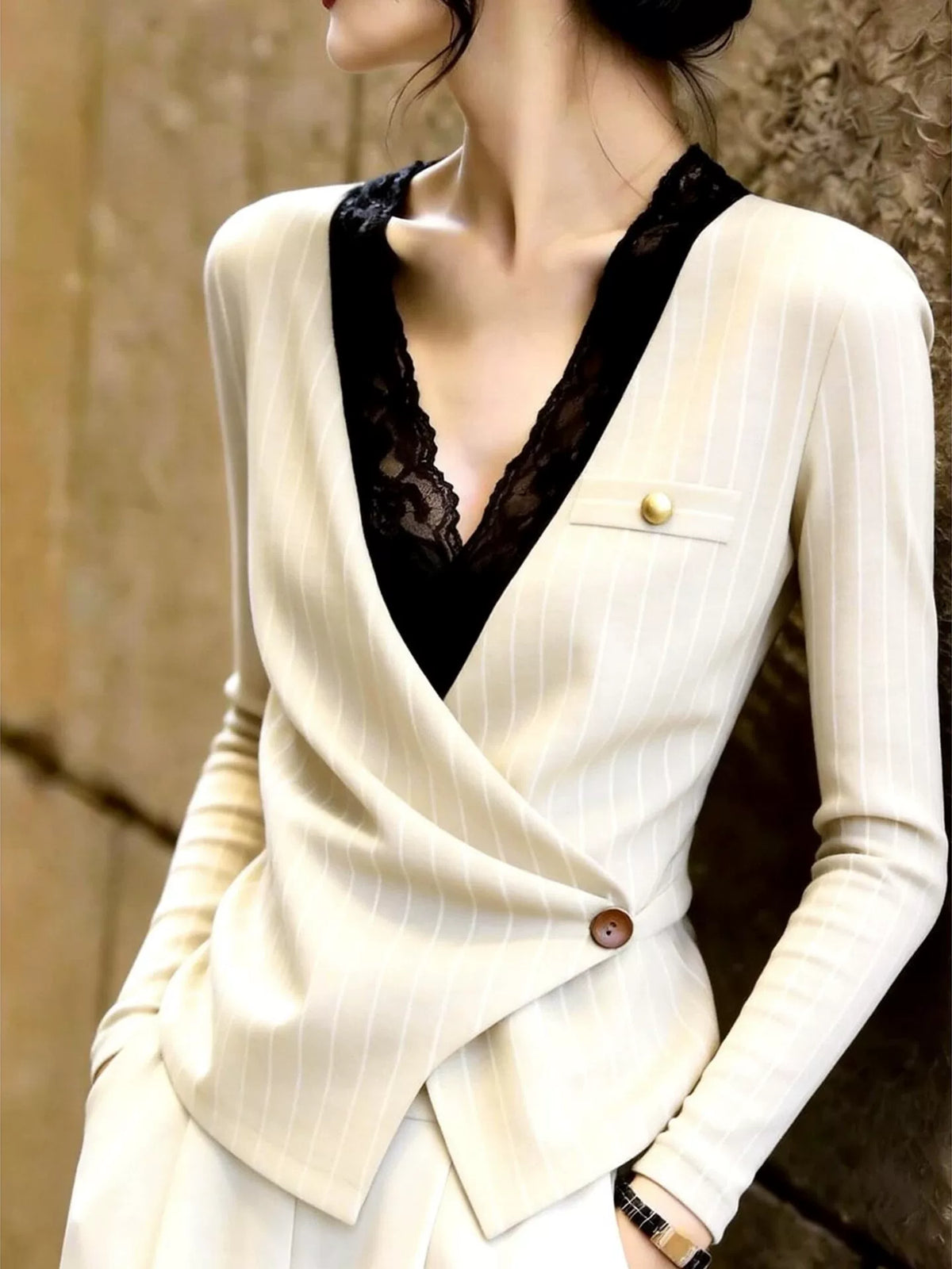 Women's White Office Quiet-Luxury Workwear Top Fashion Blouse Shirt for Business Casual Streetwear Weekend Everyday Date Night