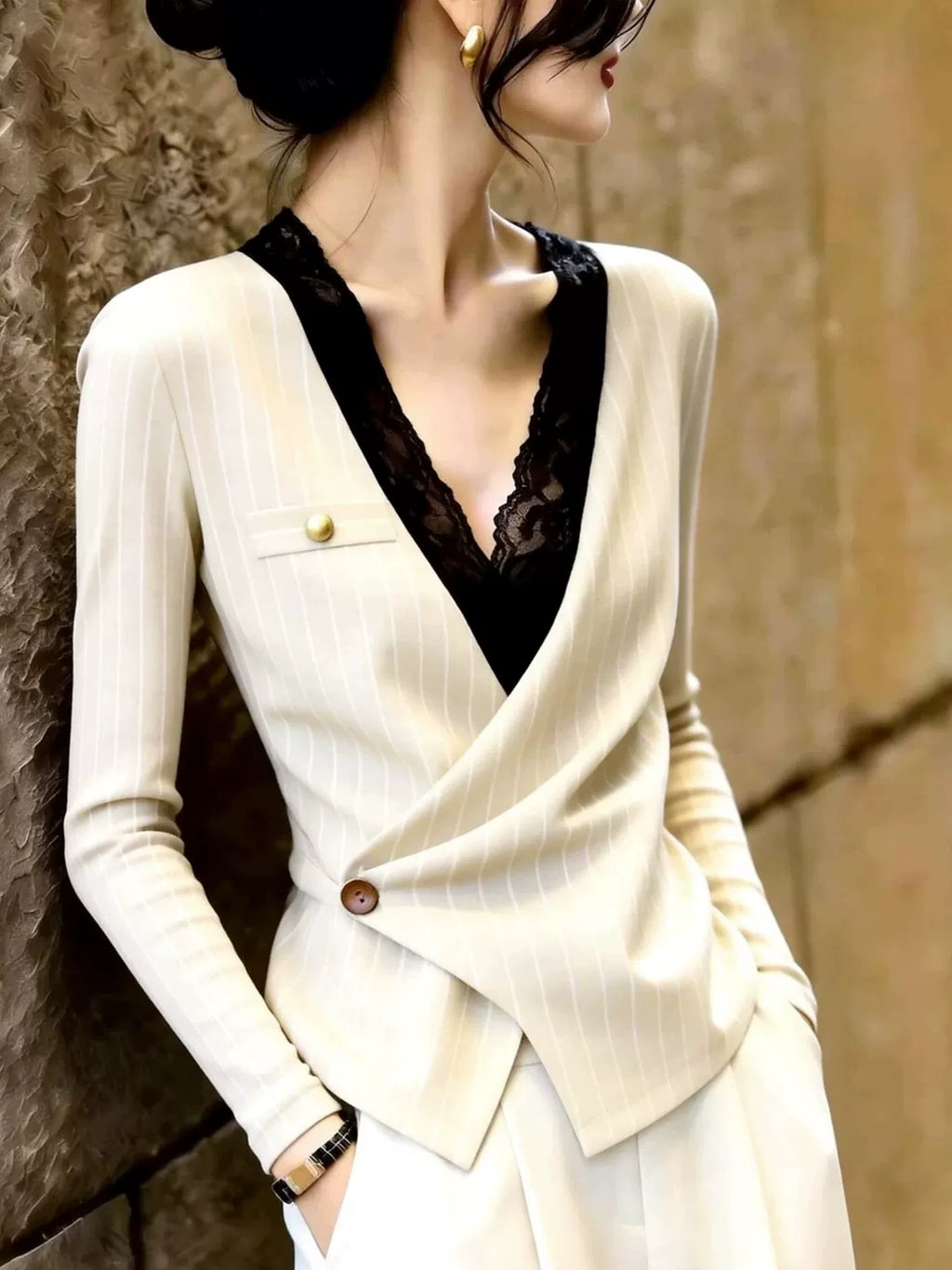 Women's White Office Quiet-Luxury Workwear Top Fashion Blouse Shirt for Business Casual Streetwear Weekend Everyday Date Night