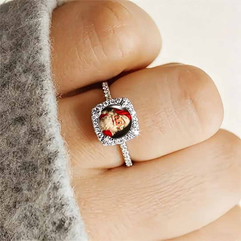 Christmas Ring Set, Santa Rings, 6-Piece Assorted Holiday Party Favor Pack, Stocking Stuffers and Gift Exchange Present for Kids and Adults