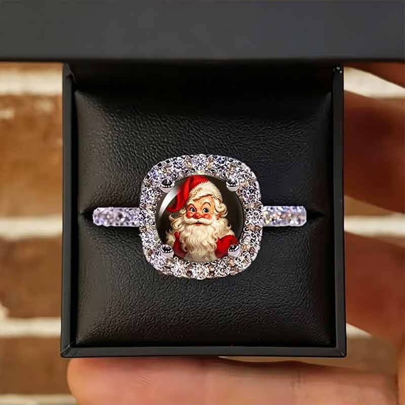 Christmas Ring Set, Santa Rings, 6-Piece Assorted Holiday Party Favor Pack, Stocking Stuffers and Gift Exchange Present for Kids and Adults