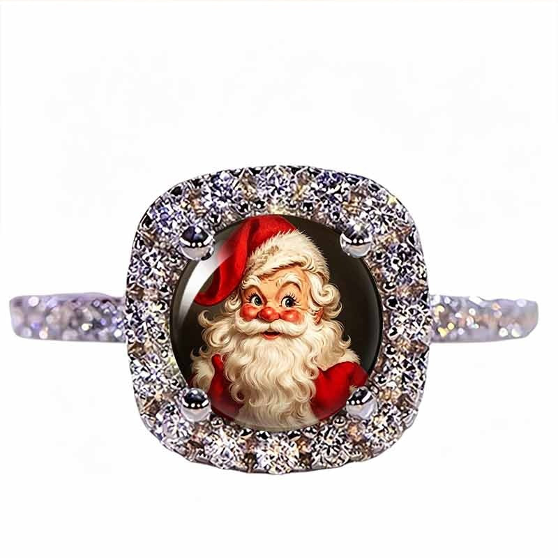 Christmas Ring Set, Santa Rings, 6-Piece Assorted Holiday Party Favor Pack, Stocking Stuffers and Gift Exchange Present for Kids and Adults