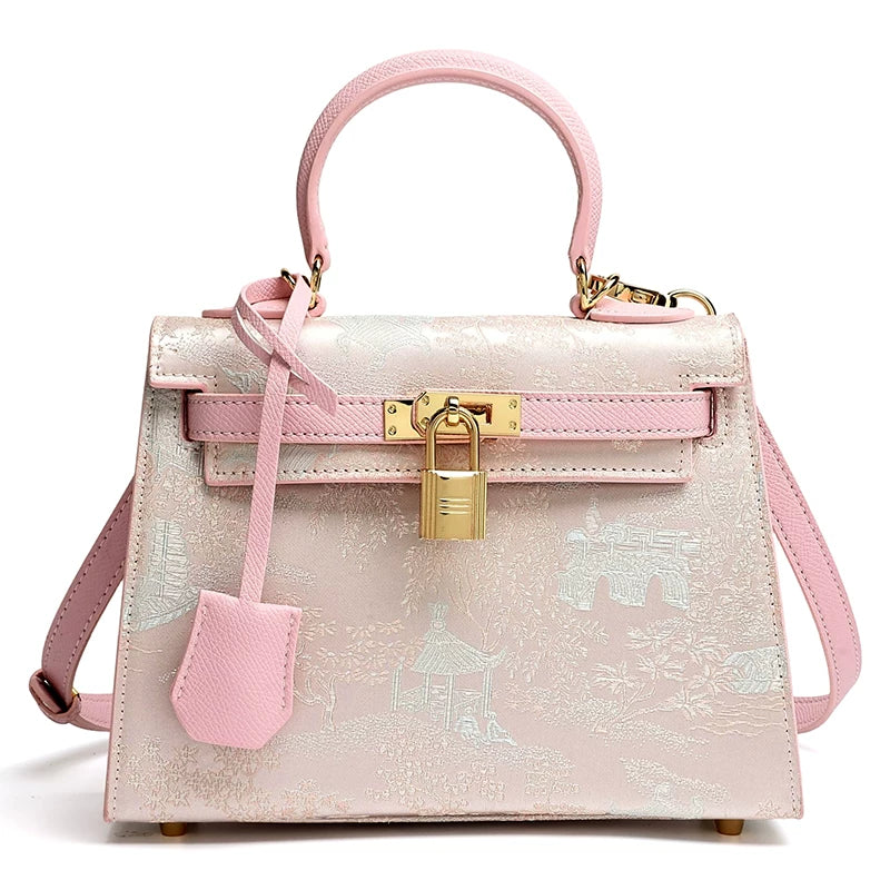 Women's Leather Luxe New Chinese-style Crossbody Bag Shoulder Purse Handbag Work Travel Everyday Purse