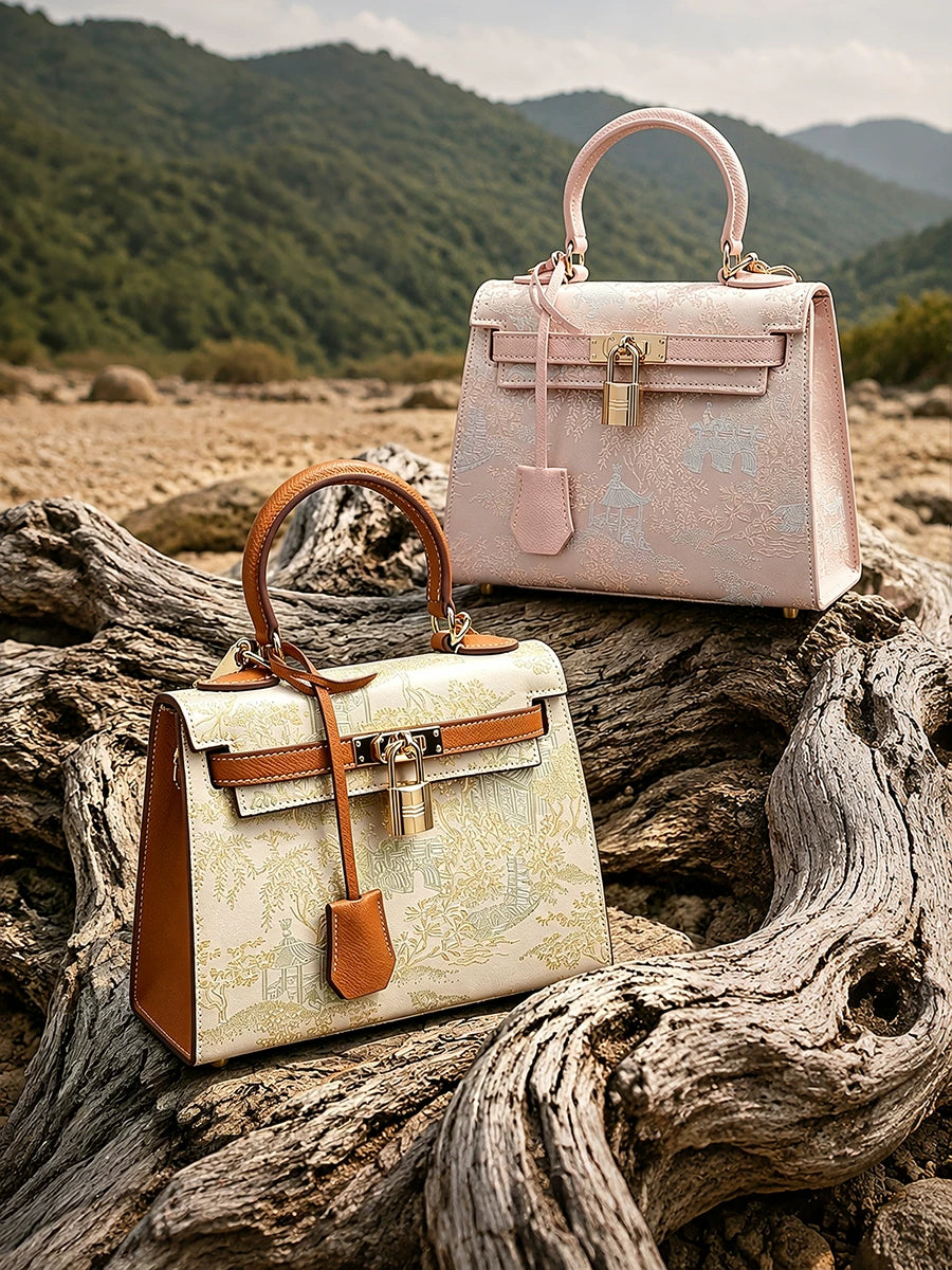 Women's Leather Luxe New Chinese-style Crossbody Bag Shoulder Purse Handbag Work Travel Everyday Purse