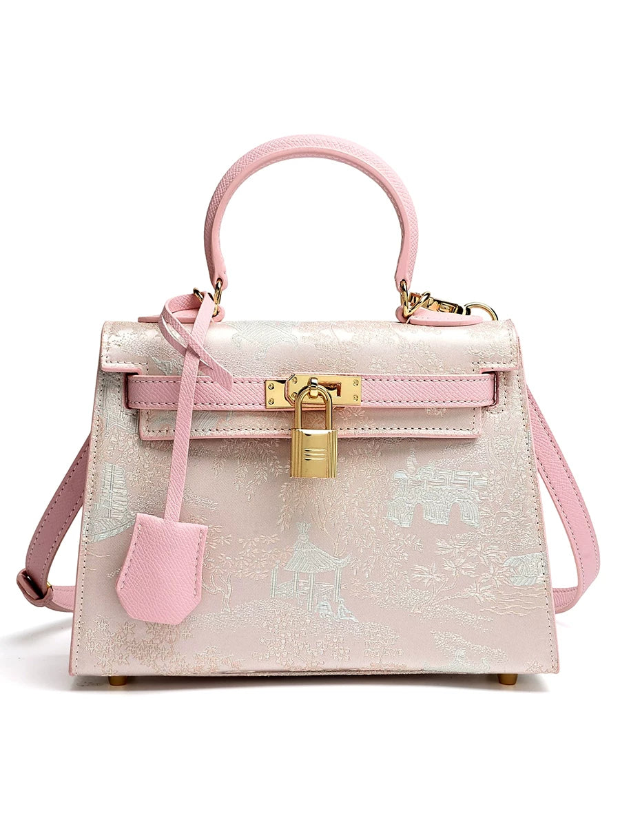Women's Leather Luxe New Chinese-style Crossbody Bag Shoulder Purse Handbag Work Travel Everyday Purse