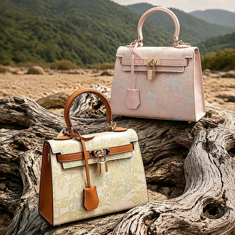 Women's Leather Luxe New Chinese-style Crossbody Bag Shoulder Purse Handbag Work Travel Everyday Purse