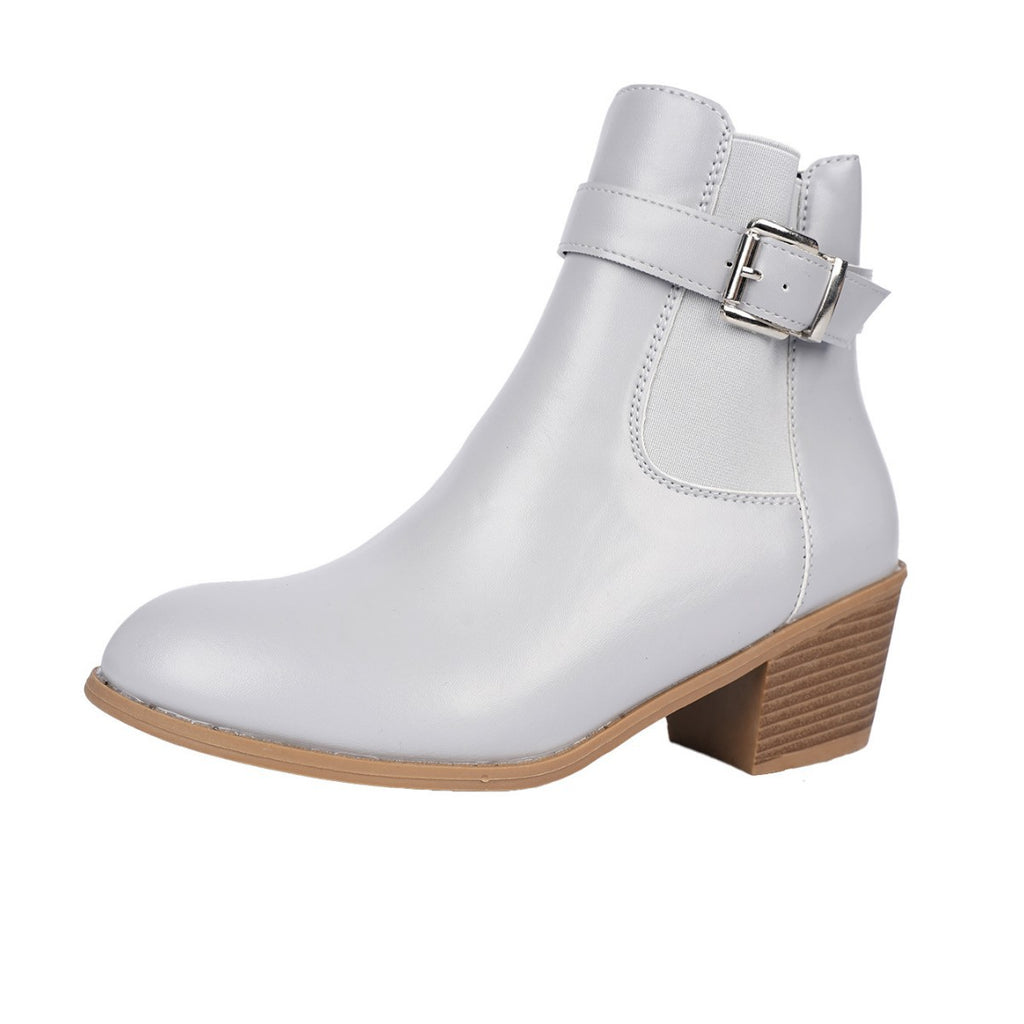 Women's Fall Winter Block Heel Side Zip Martin Combat Boots Ankle Booties Walking
