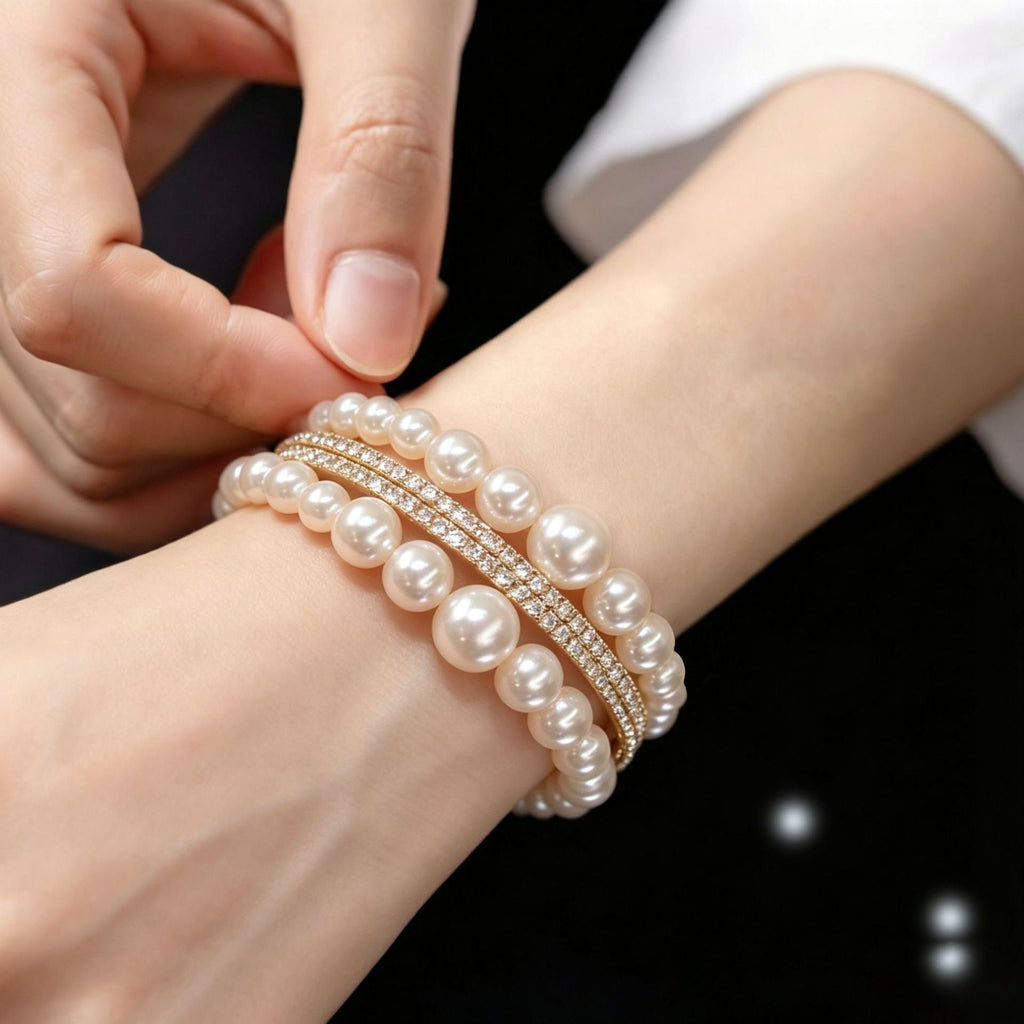 Pearl cuff bracelet by Yoshan, detail view 3