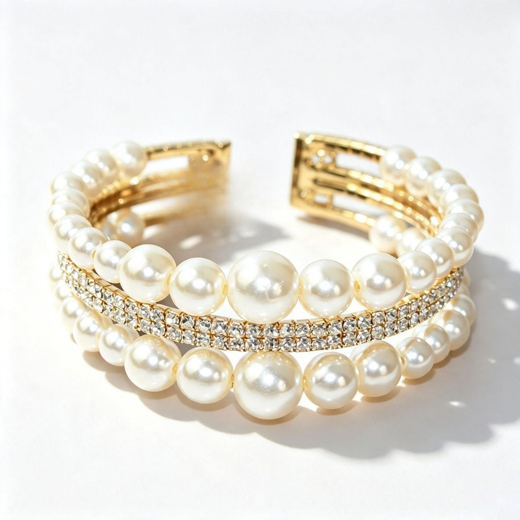 Pearl cuff bracelet by Yoshan, detail view 6