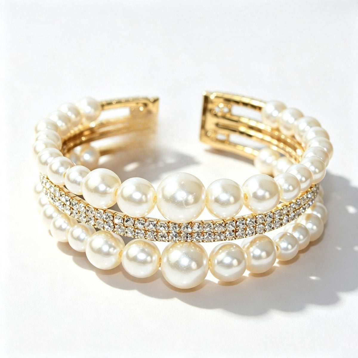 Pearl cuff bracelet by Yoshan, detail view 6
