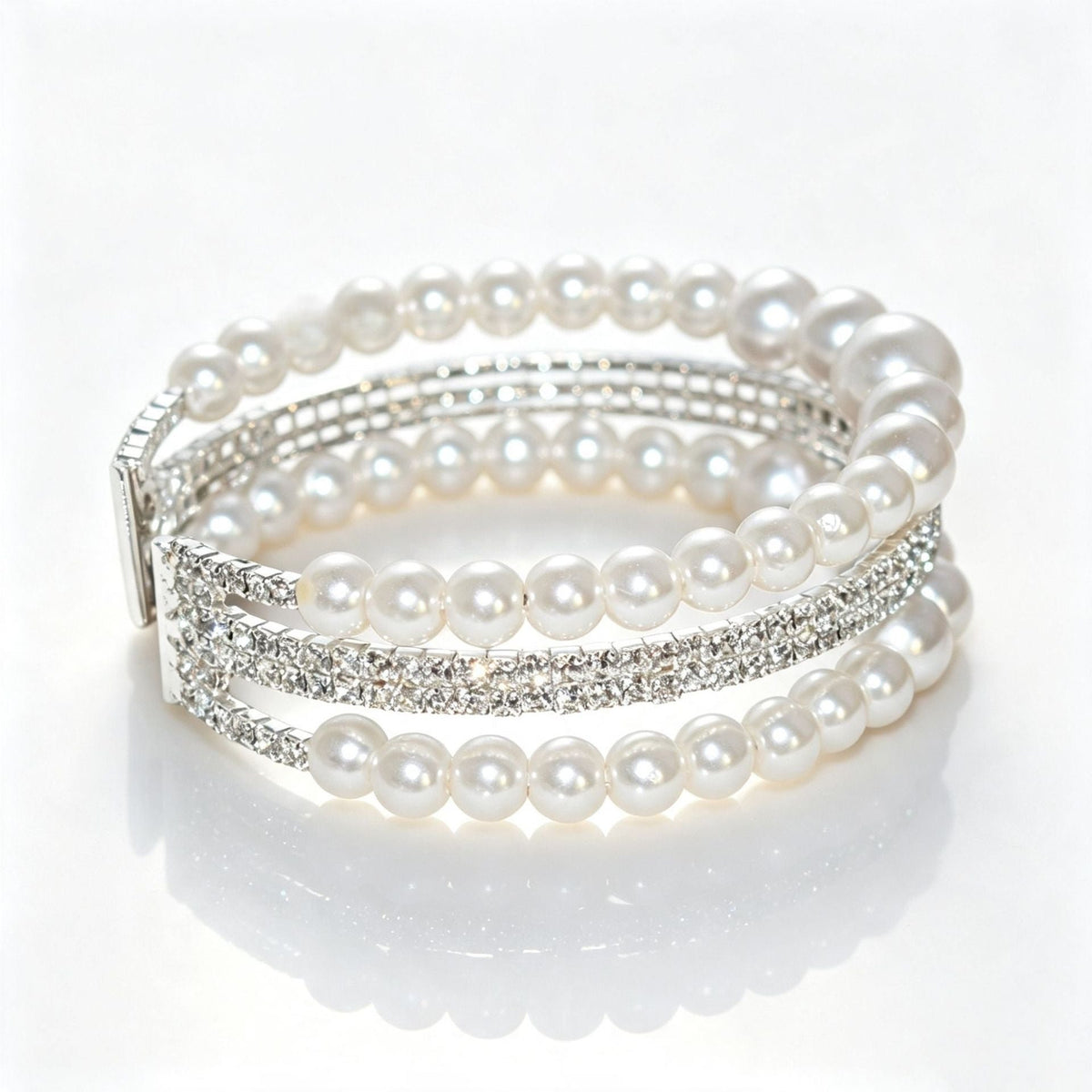 Pearl cuff bracelet by Yoshan, detail view 2