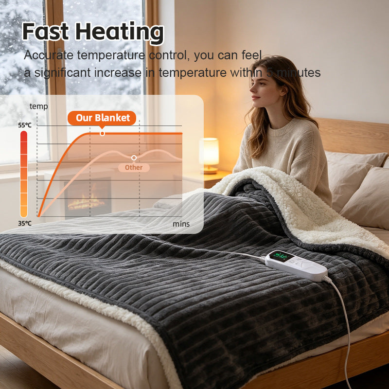 Washed Striped Heated Throw Small Appliance Usb Shawl Blanket Home Office Travel
