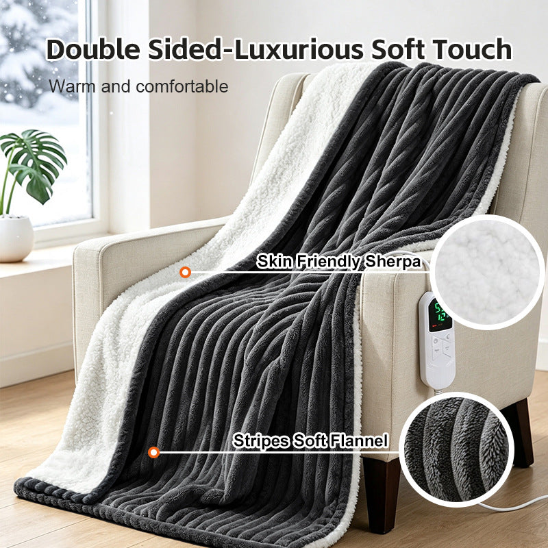 Washed Striped Heated Throw Small Appliance Usb Shawl Blanket Home Office Travel