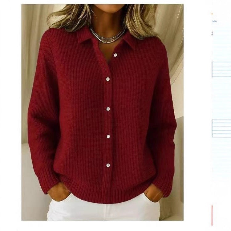 Women's Knit Lapel Jacket Casual Coat Fall Winter Outerwear Coat