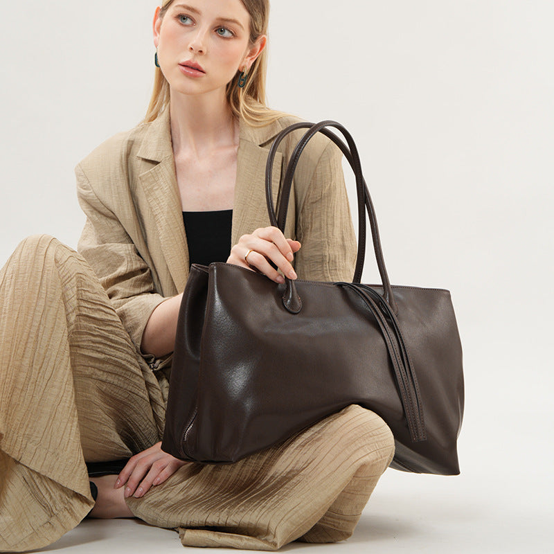 Women's Large-capacity Leather Casual Tote Bag Shoulder Crossbody Purse Premium Work and Travel Office