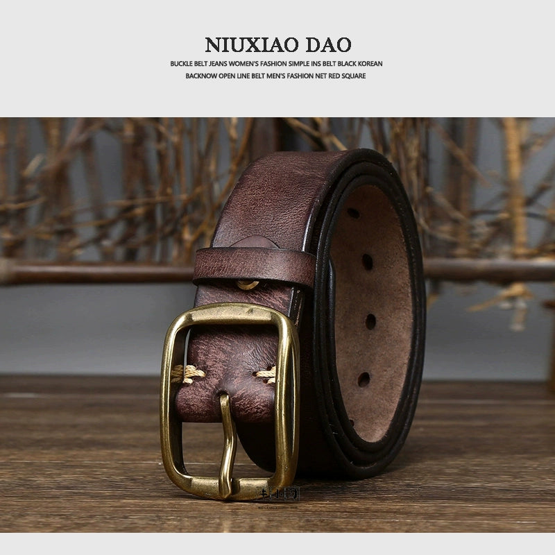 Women's American-style Pin Buckle Handcrafted Oxidized Leather Korean-style Retro Casual Waist Belt for Date Night Gift Party Designer Office Everyday