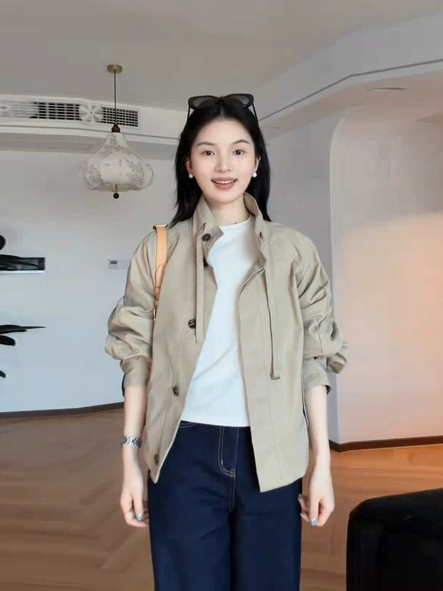 Women's Office Petite Slim-fit Cropped Workwear Trench Coat for Fall Layering Travel Holiday Slimming Date Night Fall Winter