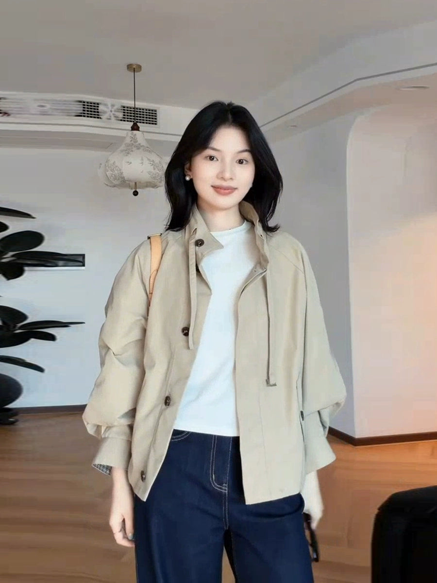 Women's Office Petite Slim-fit Cropped Workwear Trench Coat for Fall Layering Travel Holiday Slimming Date Night Fall Winter