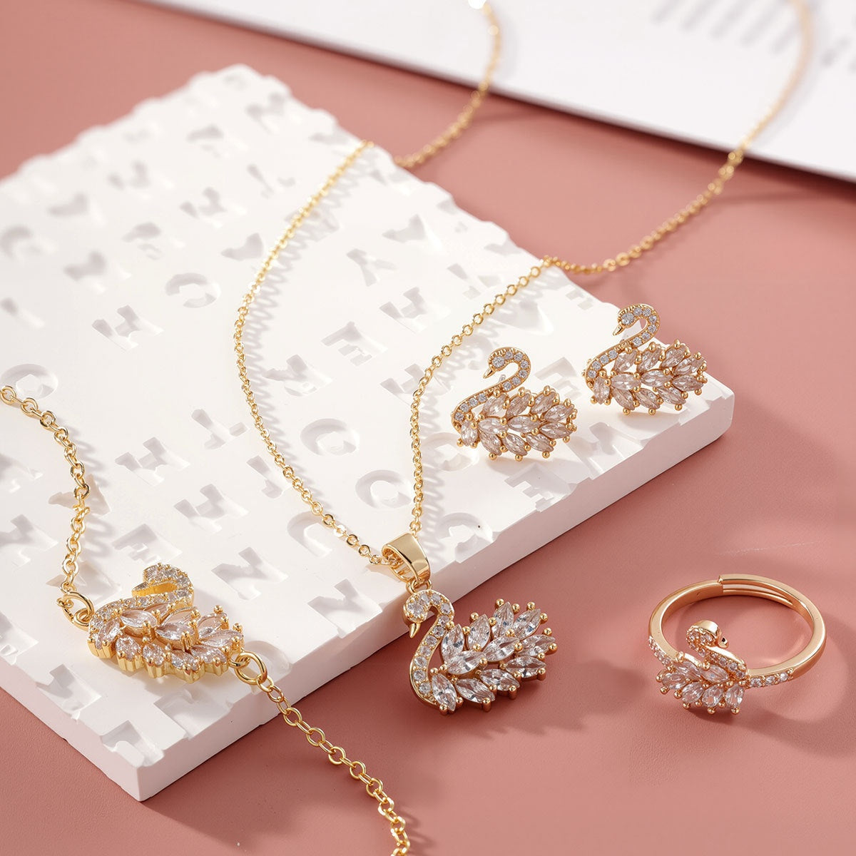 Gold White cubic zirconia earrings by Yoshan