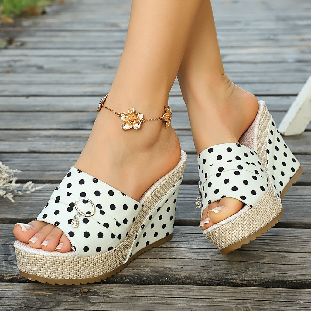 Women's Chunky Sole Open Toe Wedge Plus Size Slide Slippers Indoor Outdoor Slides