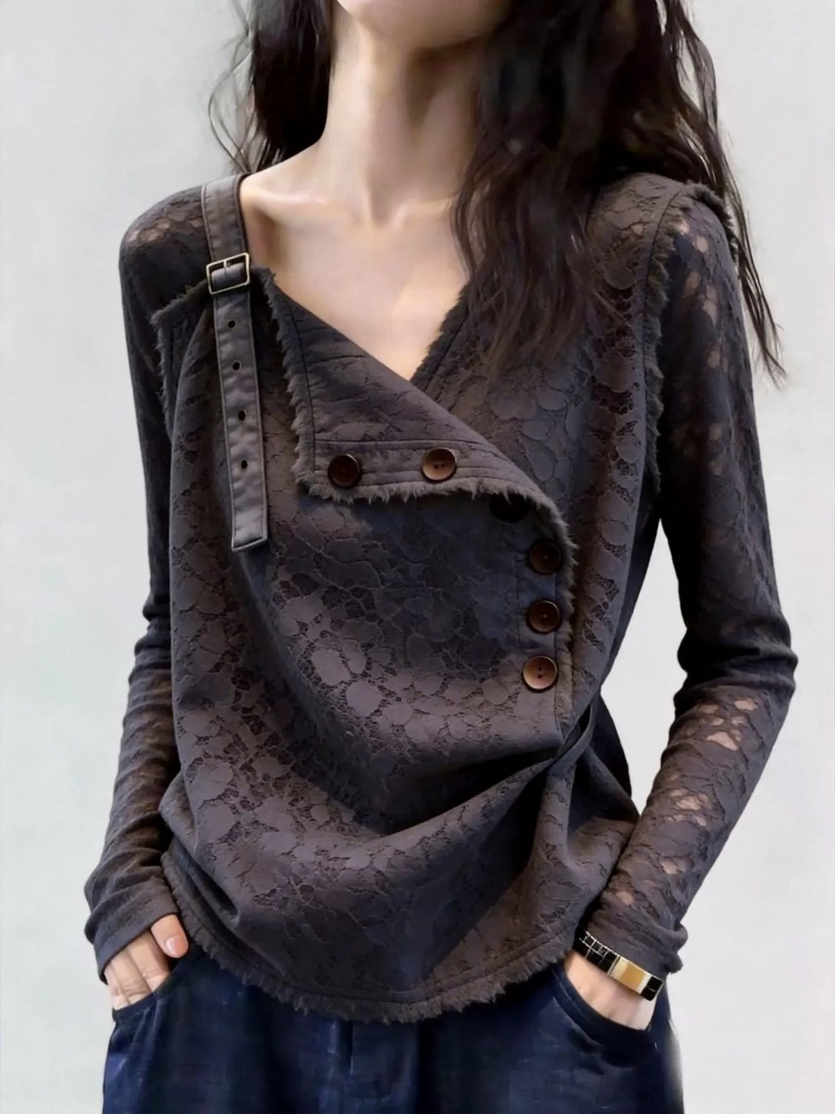 Women's V-neck Lace Office Slim-fit Workwear Casual Shirt for Date Night Business Streetwear Slimming Weekend Everyday