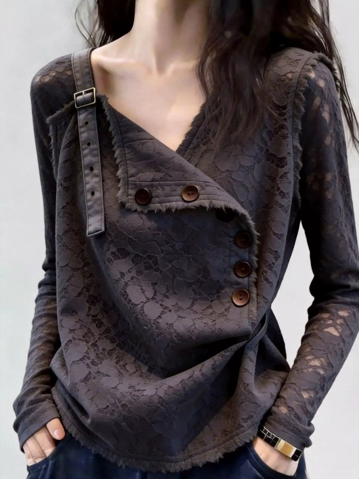 Women's V-neck Lace Office Slim-fit Workwear Casual Shirt for Date Night Business Streetwear Slimming Weekend Everyday