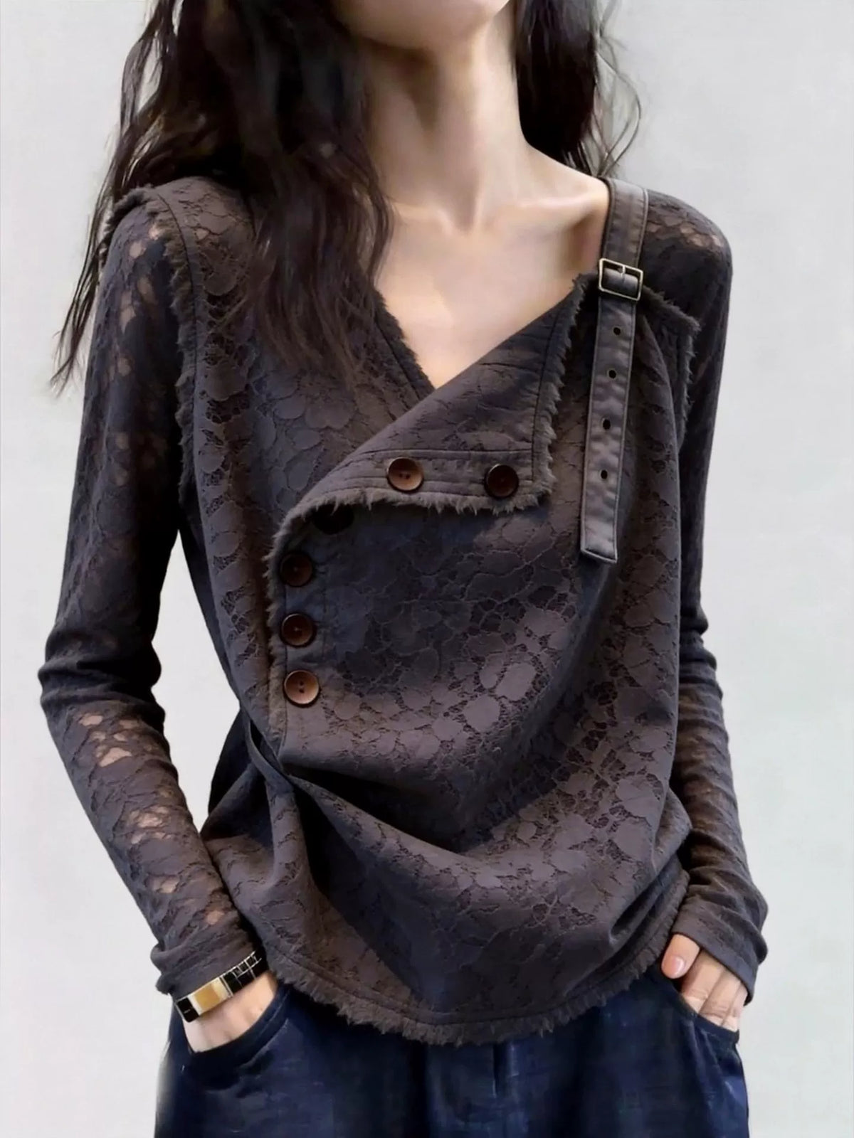 Women's V-neck Lace Office Slim-fit Workwear Casual Shirt for Date Night Business Streetwear Slimming Weekend Everyday