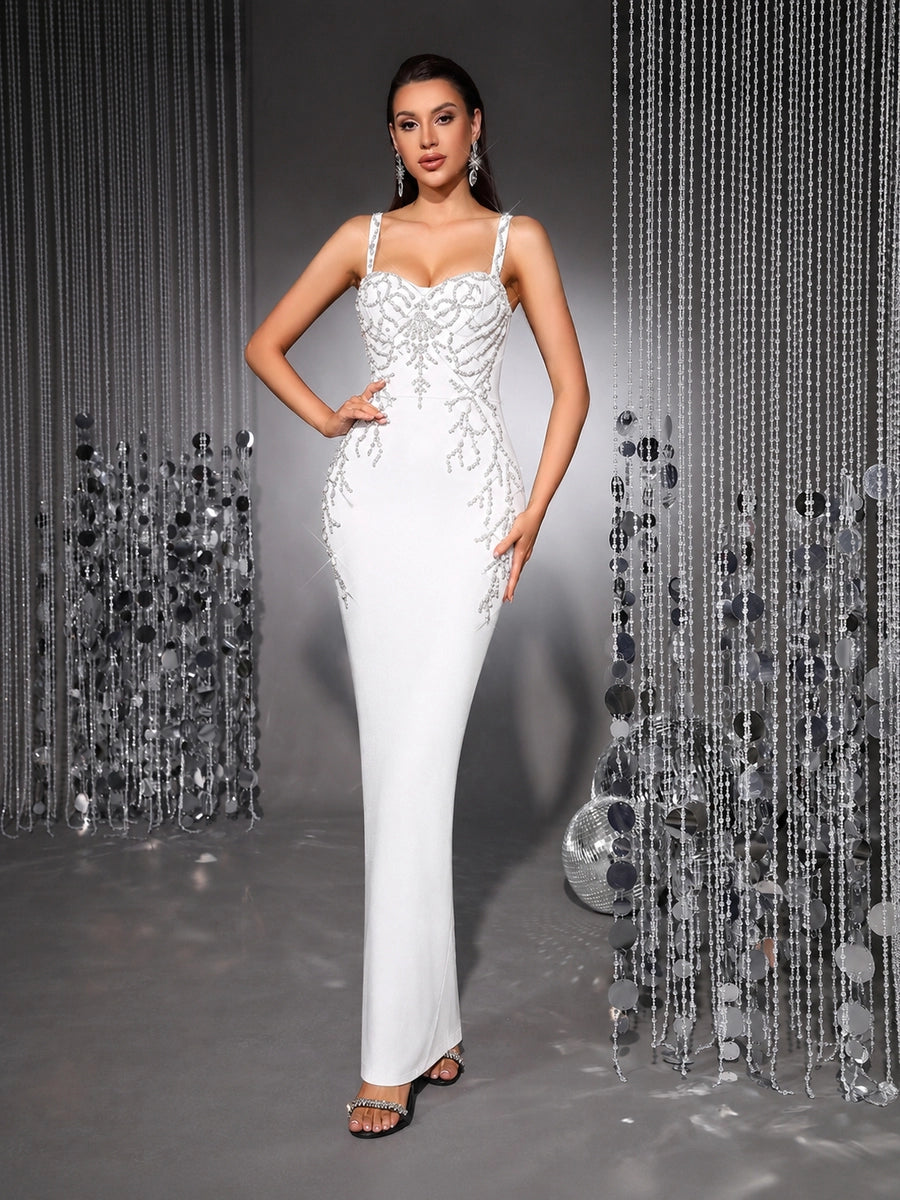 Women's Crystal Slim-fit Party Evening Dress Formal Midi Dress for Black Tie Wedding Guest Cocktail Slimming Prom Date Night