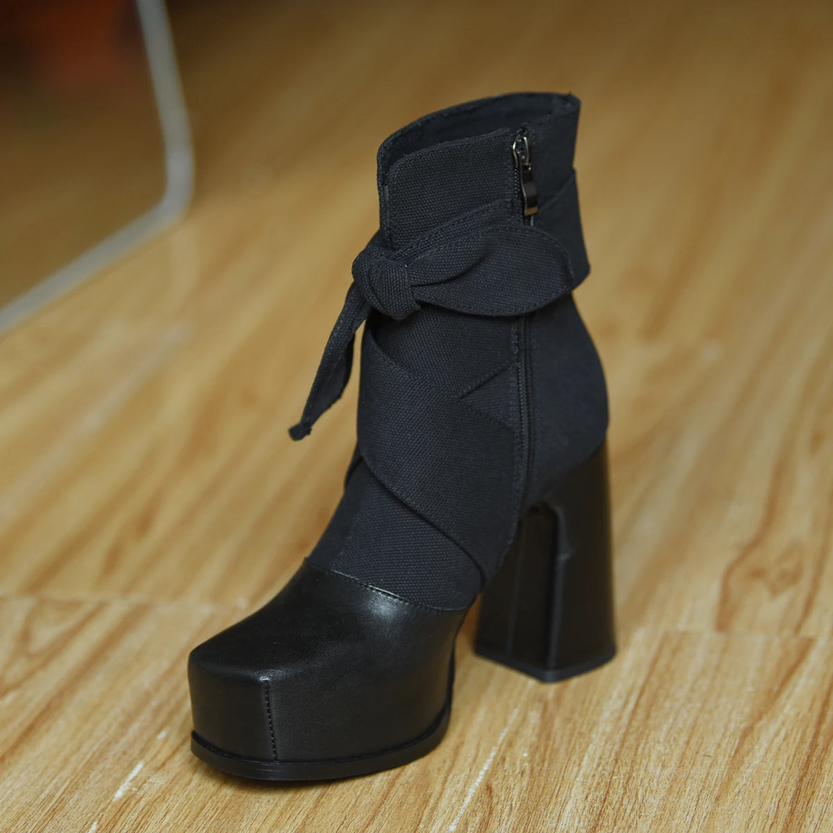 Women's Fall Winter Chunky Sole Platform Square Toe Block Heel High Heel Ankle Boots for Office and Weekend Streetwear Everyday Wear Date Night