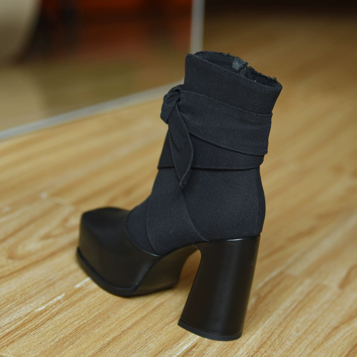 Women's Fall Winter Chunky Sole Platform Square Toe Block Heel High Heel Ankle Boots for Office and Weekend Streetwear Everyday Wear Date Night