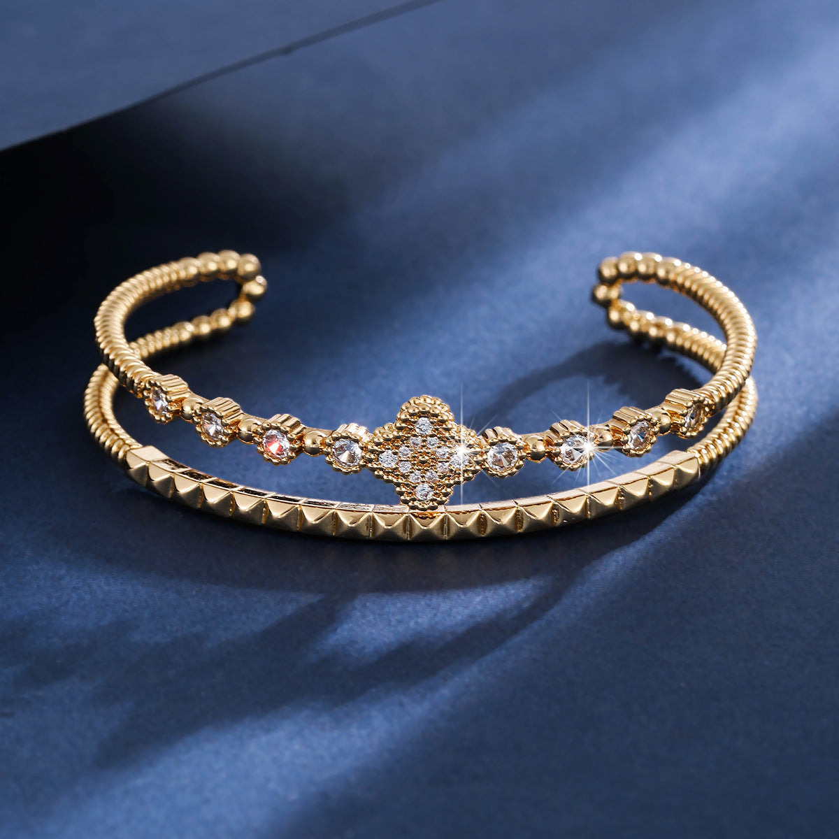 Floral cuff bracelet by Yoshan, detail view 4