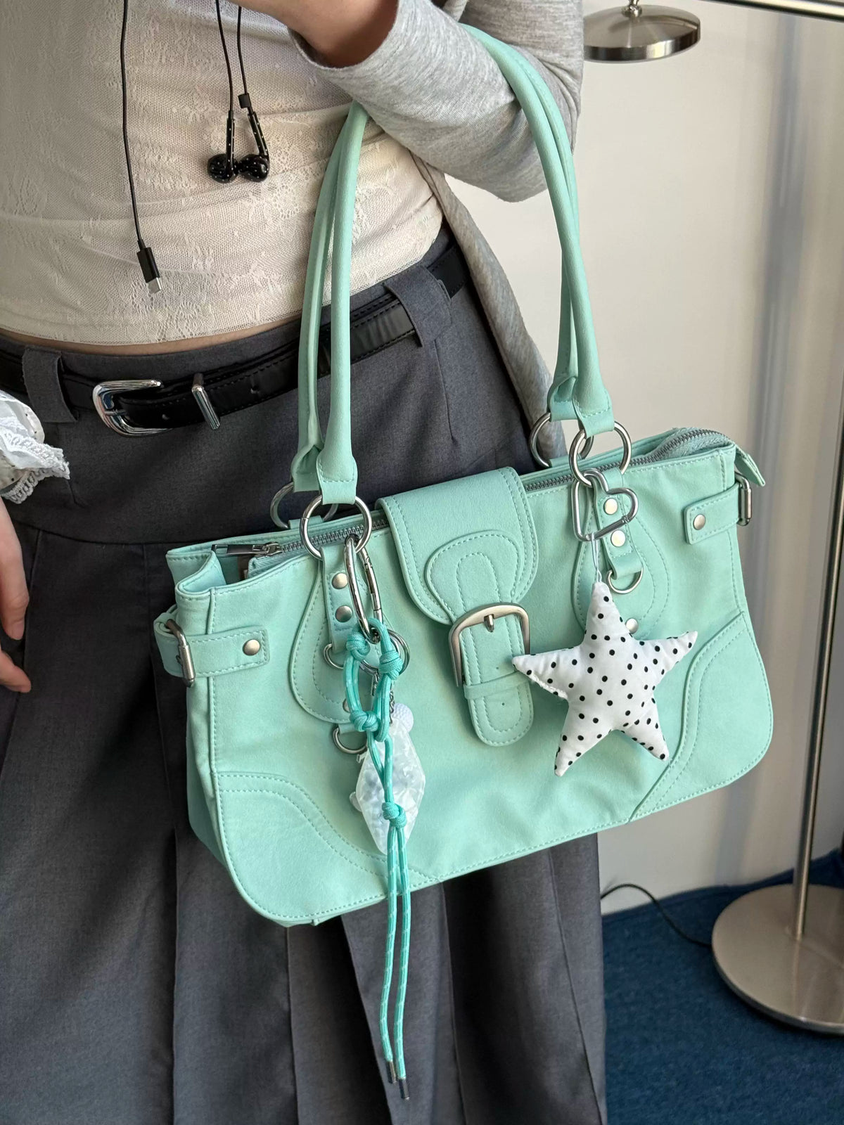 Women's Office Designer Workwear Moto Bag Studded Shoulder Purse Work Travel Everyday Purse