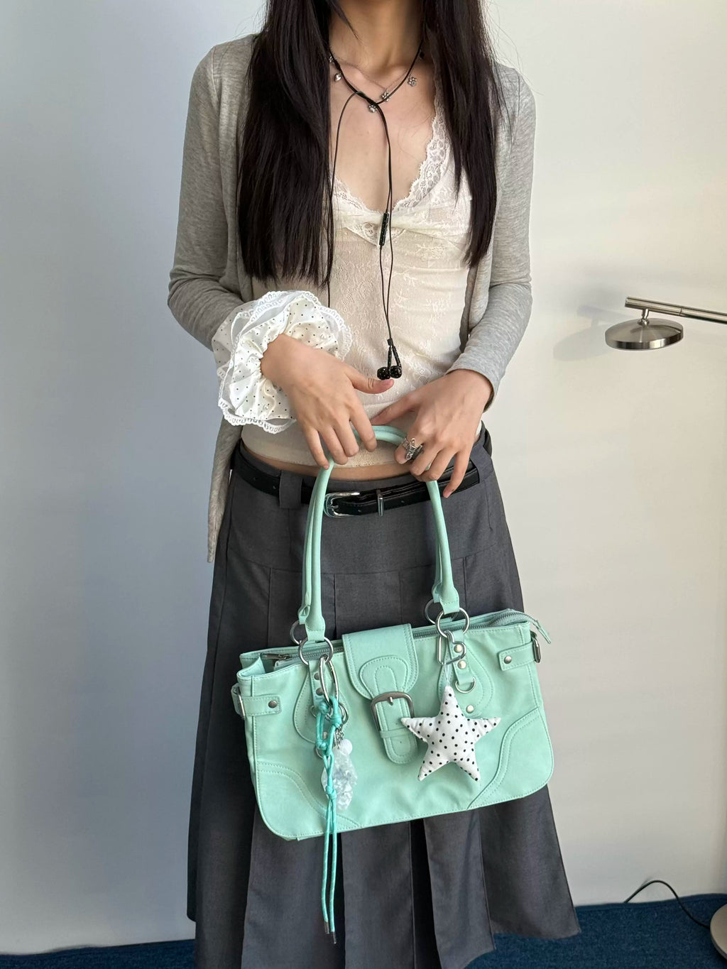 Women's Office Designer Workwear Moto Bag Studded Shoulder Purse Work Travel Everyday Purse