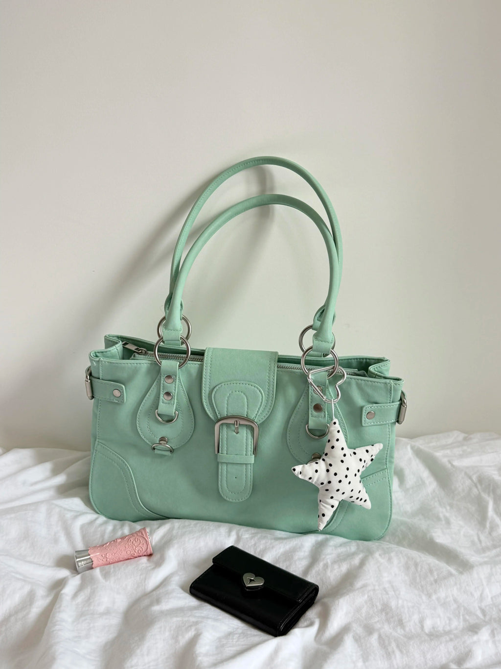Women's Office Designer Workwear Moto Bag Studded Shoulder Purse Work Travel Everyday Purse