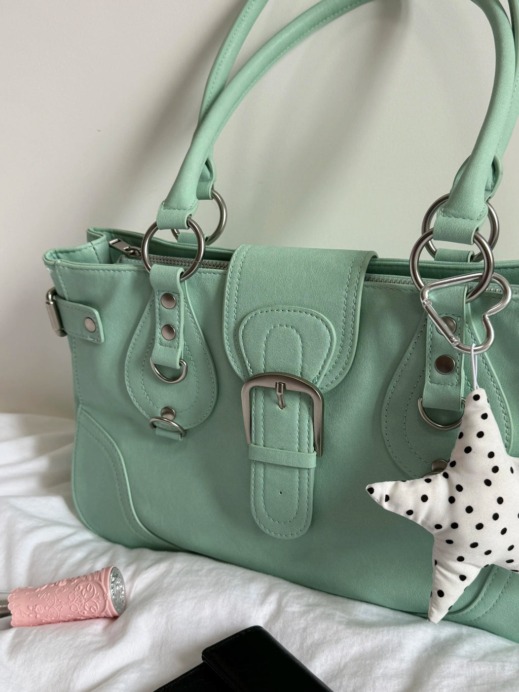 Women's Office Designer Workwear Moto Bag Studded Shoulder Purse Work Travel Everyday Purse